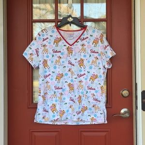 Rudolph Christmas Scrub Top